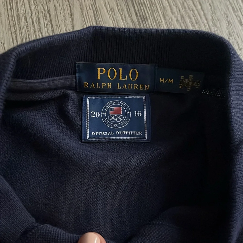 Ralph Lauren Mens L Spell Out Athlete Issued 2016 Olympics Collared Polo Shirt